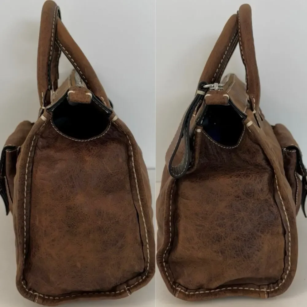 Chloe Edith Tote Bag Top Handle in Brown Nubuck Leather Made in Italy Authentic